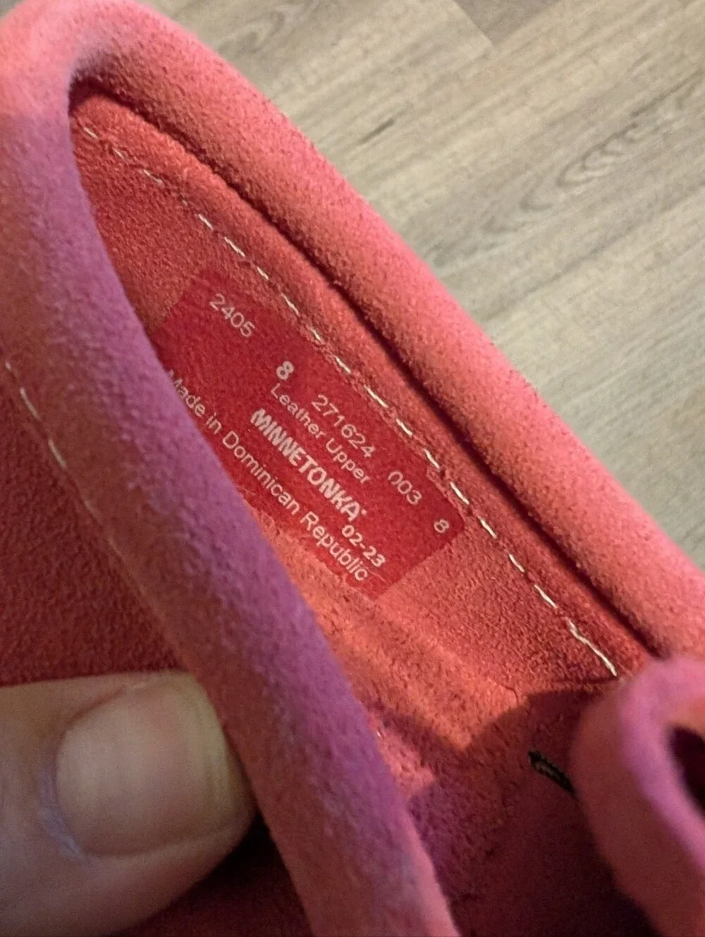 Minnetonka Pink Suede Moccasin